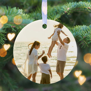 Gold Script Vrolijk Kerstfeest Foto Aangepast Keramisch Ornament