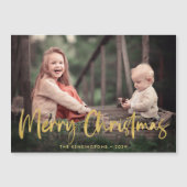 Gold Script Vrolijk Kerstfeest Foto Magnetisch (Voorkant)