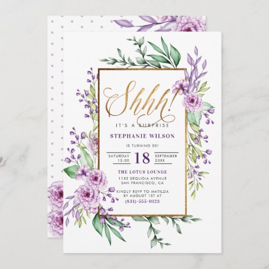 Gold Script-Waterverf Verrassingsdag Kaart (Voorkant / Achterkant)