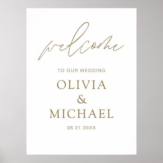 Gold Script Weddenschap Welkom Elegant Modern Foam Poster (Voorkant)