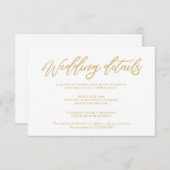 Gold Script Wedding Details Hotel Accommodations Informatiekaartje (Voorkant / Achterkant)