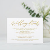 Gold Script Wedding Details Hotel Accommodations Informatiekaartje (Staand voorkant)
