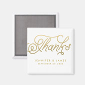 Gold Script Wedding Favor Merci Magnets (Recto/Verso)