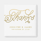Gold Script Wedding Favor Merci Magnets (Devant)