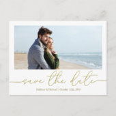 Gold Script Wedding Save the Date Foto Aangepast Briefkaart (Voorkant)