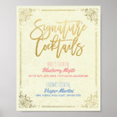 Gold Script Wedding Signature Cocktail Drink Menu Poster (Voorkant)