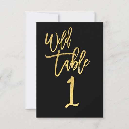 Gold Script Wild Birthday Party Table Number 1 Kaart (Achterkant)