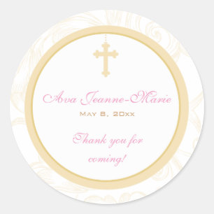 Gold Scroll Cross Adres Label / Favor Sticker