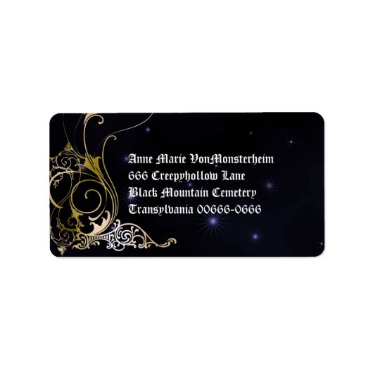 Gold Scroll Formal Gothic Wedding Etiket (Voorkant)