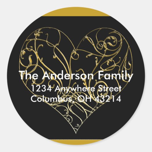 Gold Scroll Heart Design 1 - Étiquettes d'adresse (Devant)