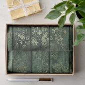 Gold Scrollwork bij groene houtontkoppeling Tissuepapier (Geschenk)