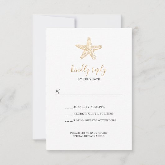 Gold Sea Shell mariage rsvp pour buffet (Devant)