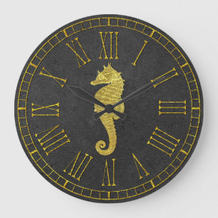 Gold Seahorse Foil look Grote Klok