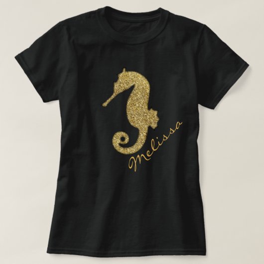 Gold Seahorse gepersonaliseerd T-shirt (Design voorkant)