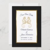 Gold Seahorses Tropical Wedding Save the Date (Voorkant)