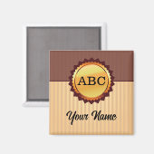 Gold Seal met Initialen en naam Gepersonaliseerd Magneet (Voorkant / Achterkant)