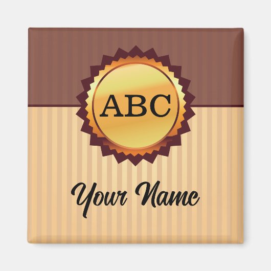 Gold Seal met Initialen en naam Gepersonaliseerd Magneet (Voorkant)