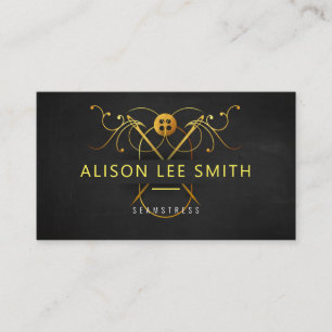 Gold Seamstressbestendig hand sewn Dressmaker Visitekaartje