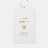 Gold Seashell Beach Weddenschap Cadeaulabel (Achterkant)