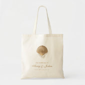 Gold Seashell Custom Coastal Wedding Favor Tote Bag (Voorkant)