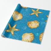 Gold Seashells Cadeaupapier (Uitgerold)