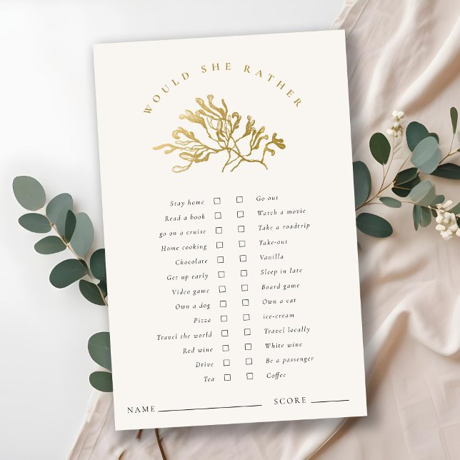 Gold Seaweed Would She Rather Bridal Shower Game (Creator heeft geüpload)