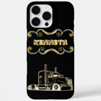 Gold Semi-Truck Digital Art Design