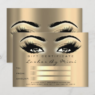 Gold Sepia Lashes Makeup Artist Certificate Gift Kaart