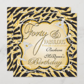 Gold Sequin 40th Birthday Party Invitations (Devant / Derrière)