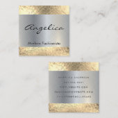 Gold Sequin Pattern | Silver Metallic Background Vierkante Visitekaartje (Voorkant / Achterkant)