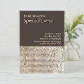 Gold Sequins 70's Retro Party Invitation (Debout devant)