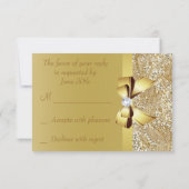 Gold Sequins, Bow & Diamond RSVP (Achterkant)