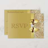 Gold Sequins, Bow & Diamond RSVP (Voorkant / Achterkant)