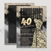 Gold Sequins Dress 40e verjaardag Kaart (Voorkant / Achterkant)