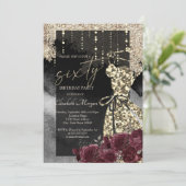 Gold Sequins Dress Bourgondische Rozen 60e verjaar Kaart (Staand voorkant)
