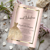 Gold Sequins Glitter Dress 50th Birthday Kaart