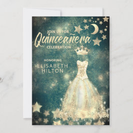 Gold Sequins kleden maansterren Quinceañera groen Kaart