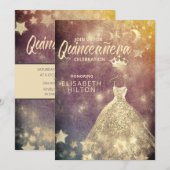 Gold Sequins kleedmasterren Quinceañera Kaart (Voorkant / Achterkant)