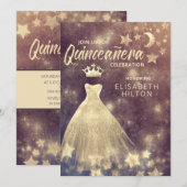 Gold Sequins kleedmasterren Quinceañera Kaart (Voorkant / Achterkant)