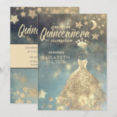Gold Sequins kleedmasterren Quinceañera Kaart (Voorkant / Achterkant)