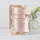 Gold Sequins Lijst, Roos Gold Boho FloweRetirement Kaart (Staand voorkant)