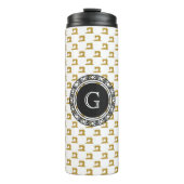 Gold Sewing Machine Pattern met Monogram ・ Crafts Thermosbeker (Voorkant)