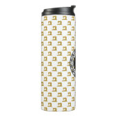 Gold Sewing Machine Pattern met Monogram ・ Crafts Thermosbeker (Gedraaid links)