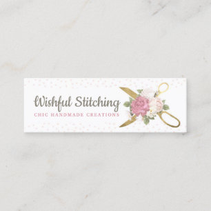 Gold Sewing Scissors Shabby Floral Social Media Mini Visitekaartje
