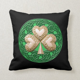 Gold Shamrock on Celtic Knols Reversible Pillow Kussen