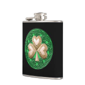 Gold Shamrock on Celtic Knots Flask Heupfles (Links)