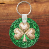 Gold Shamrock on Celtic Knots Sleutelhanger (Voorkant)