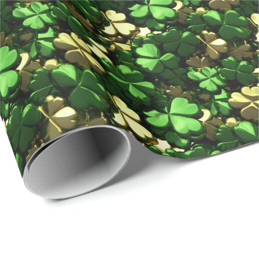 Gold Shamrocks Cadeaupapier (Rol Hoek)