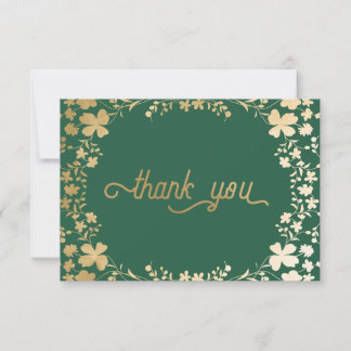 Gold Shamrocks, Irish Green Bedankt Cards