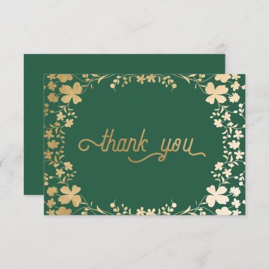 Gold Shamrocks, Irish Green Bedankt Cards (Voorkant / Achterkant)